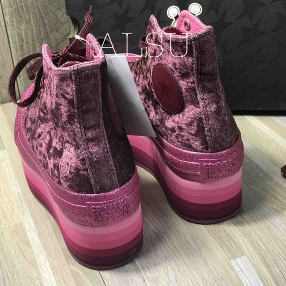 Converse& Miley Ctas Platform Velvet Dark Burgundy - Picture 5 of 8